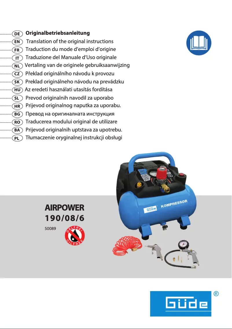 Page n°1 - Manuel utilisateur Güde Kompressor Airpower 190/08/6