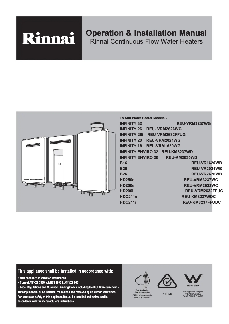 Page n°1 - Instructions / montage Rinnai Infinity 26