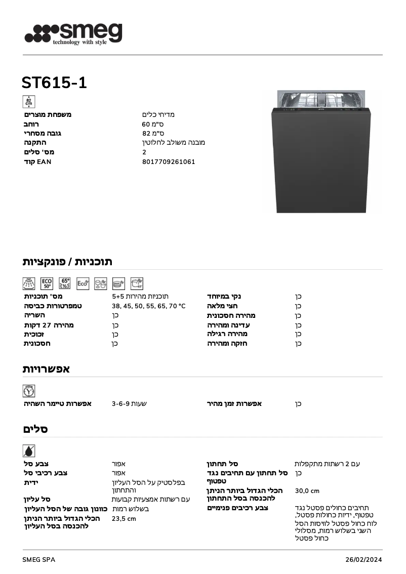 Page n°1 - Fiche technique Smeg ST615-1