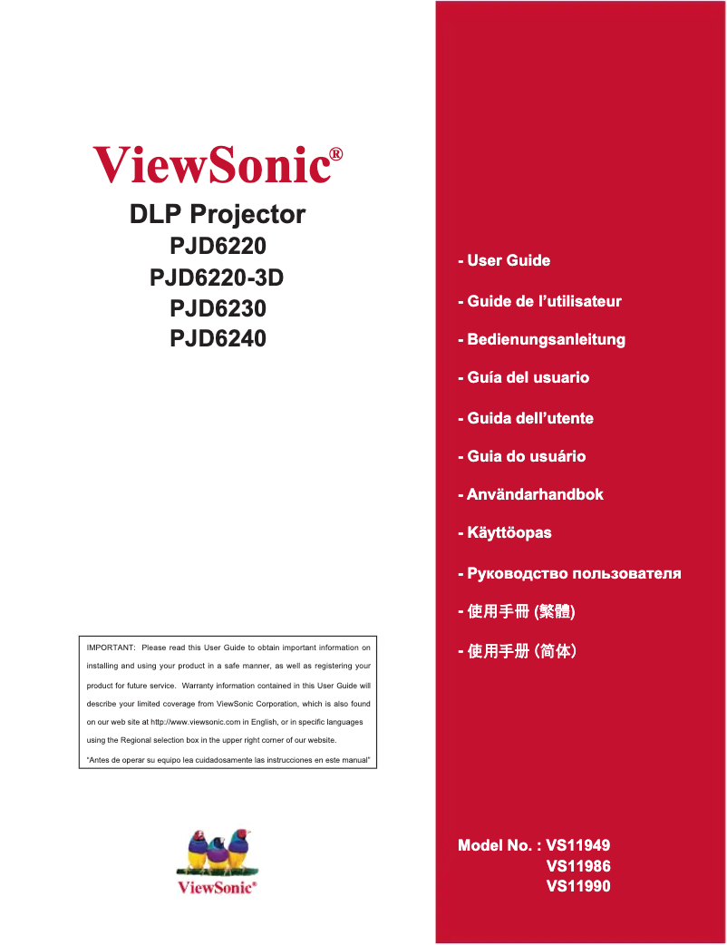 Page n°1 - Manuel utilisateur Viewsonic PJD6240