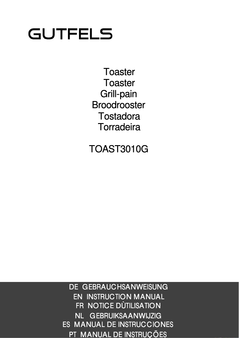 Page 1 de la notice Manuel utilisateur GUTFELS TOAST 3010 G