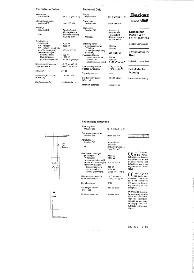 Page 1 de la notice Manuel utilisateur Berker 75331004