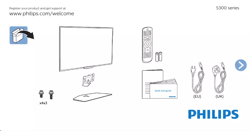 Page 1 de la notice Guide de démarrage rapide Philips 32PFK5300