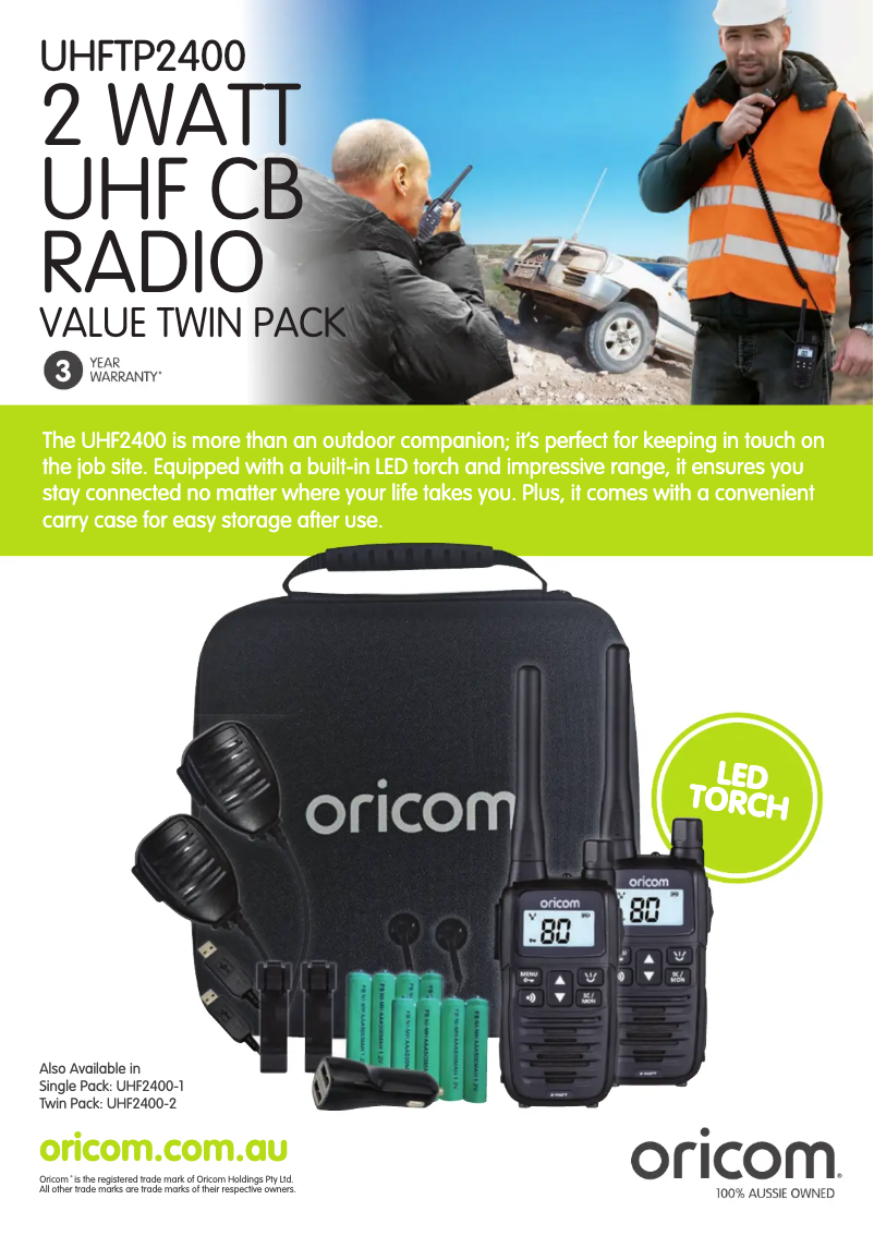 Page 1 de la notice Fiche technique Oricom UHFTP2400