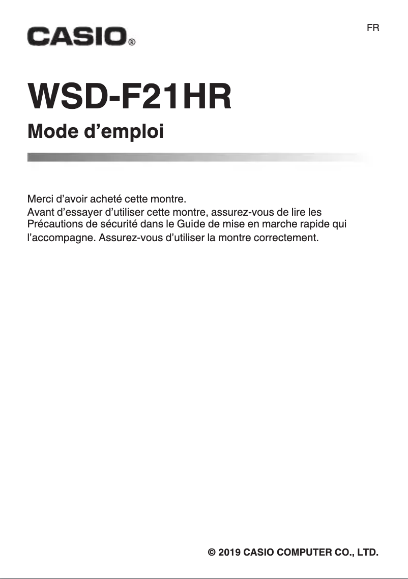 Page 1 de la notice Manuel utilisateur Casio PRO TREK WSD-F21HR-RDBGE