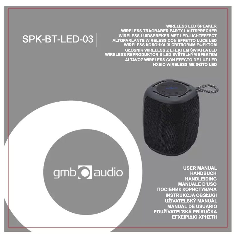 Page n°1 - Manuel utilisateur GMB Audio SPK-BT-LED-03
