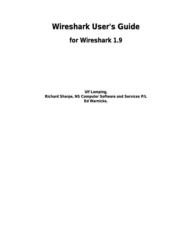 Page 1 of the manual User Manual Wireshark 1.9