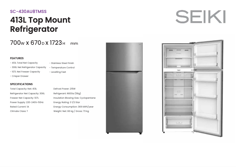 Image de la première page du manuel de l'appareil SC-430AU8TMSS