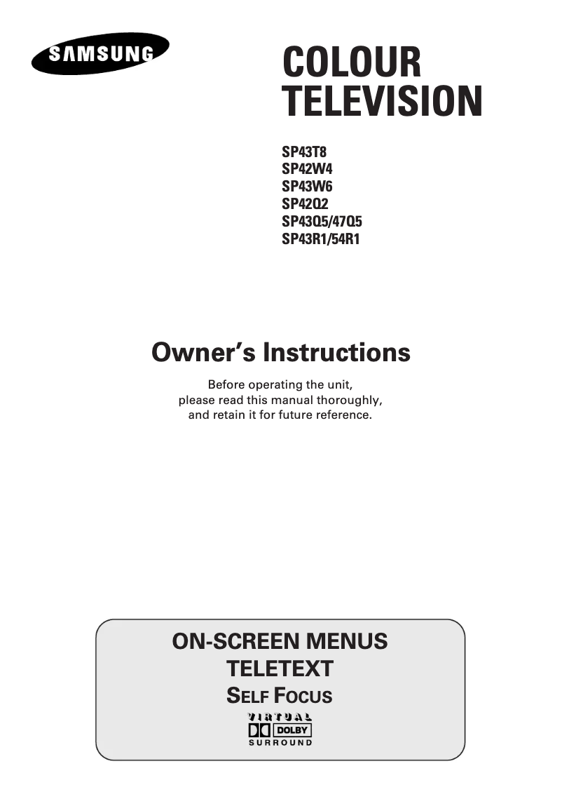 Page 1 de la notice Manuel utilisateur Samsung SP-43Q5HL