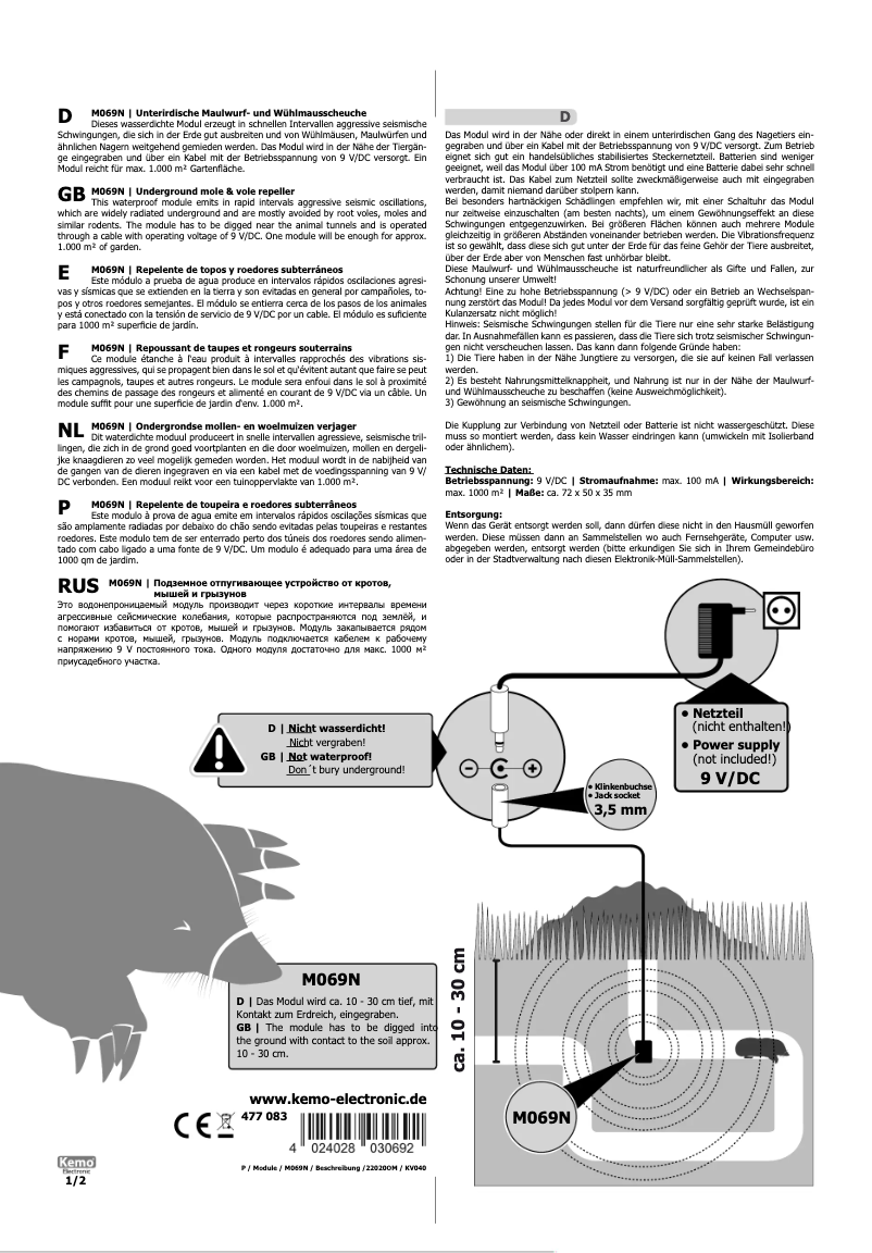 Page n°1 - Manuel utilisateur Kemo M069N