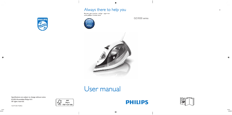 Page 1 de la notice Manuel utilisateur Philips Azur Performer Plus GC4520