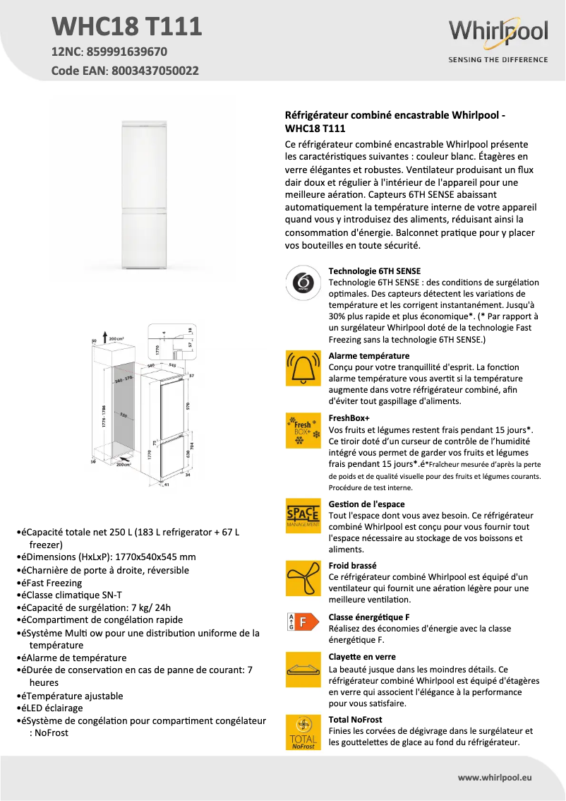 Image de la première page du manuel de l'appareil WHC18 T111