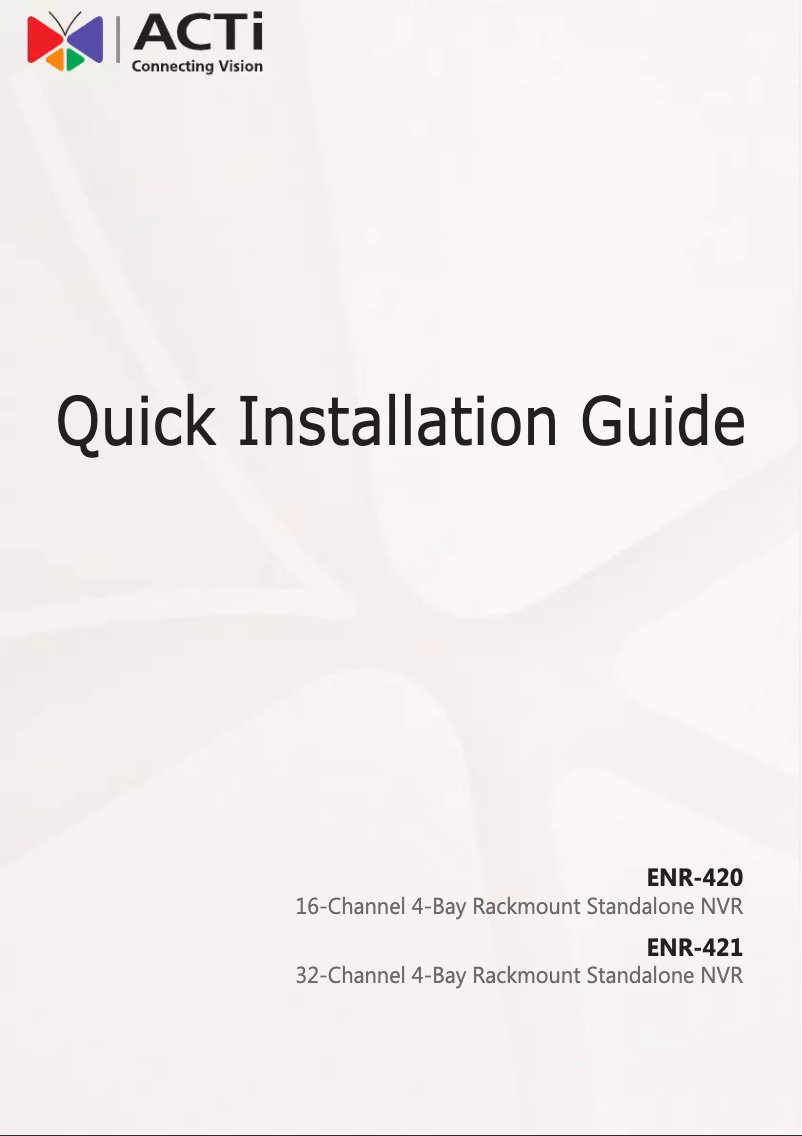 Page n°1 - Manuel utilisateur ACTi ENR-421