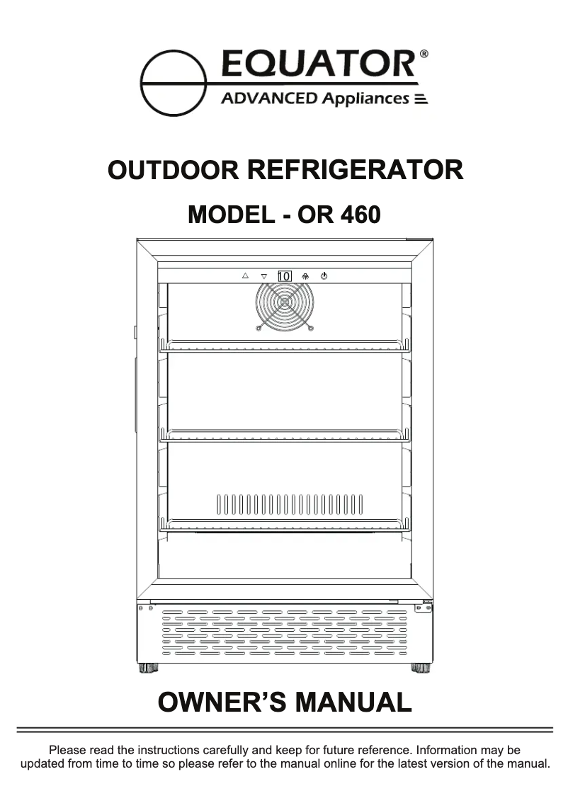 Page 1 de la notice Manuel utilisateur Equator OR 460