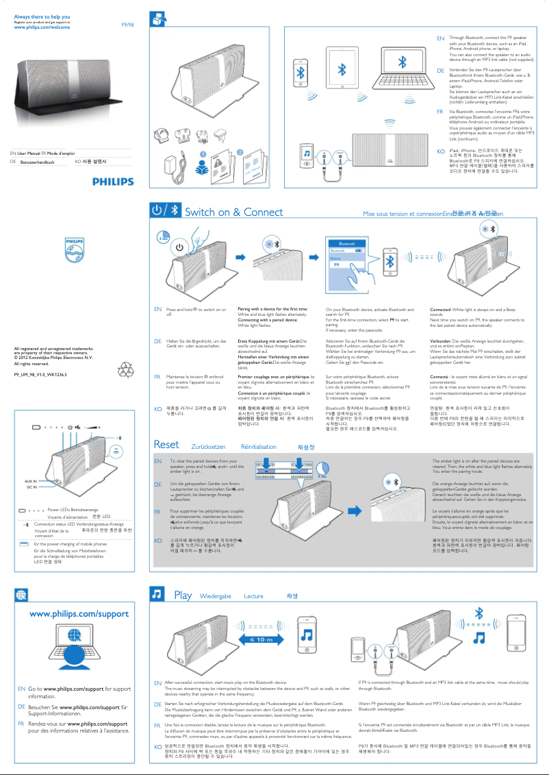Page 1 de la notice Manuel utilisateur Philips P9XBLK