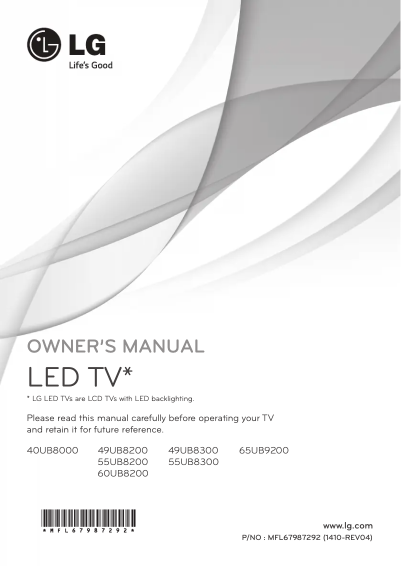 Image de la première page du manuel de l'appareil 60UB8200