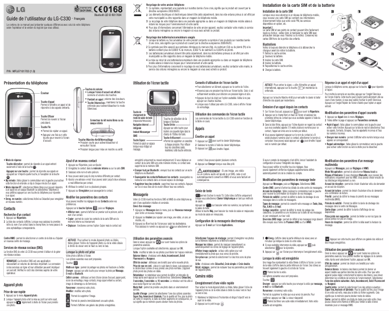 Page 1 de la notice Manuel utilisateur LG C330