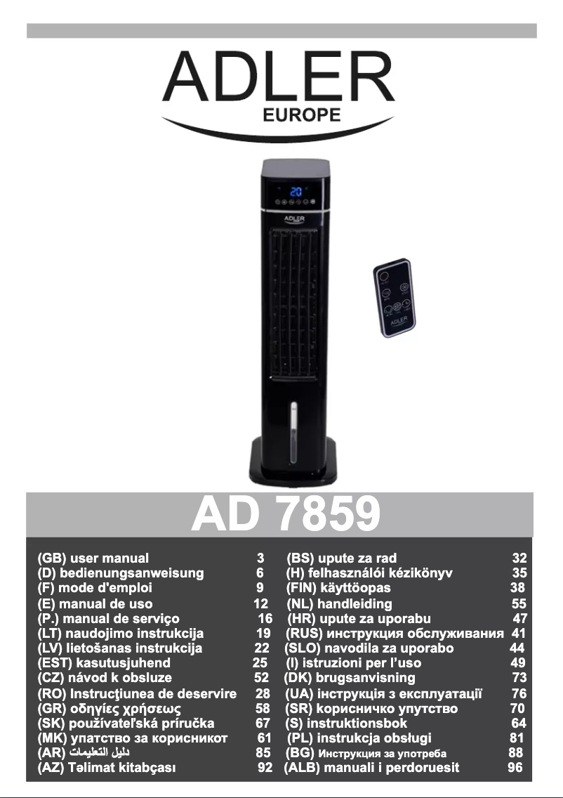 Image de la première page du manuel de l'appareil AD 7859