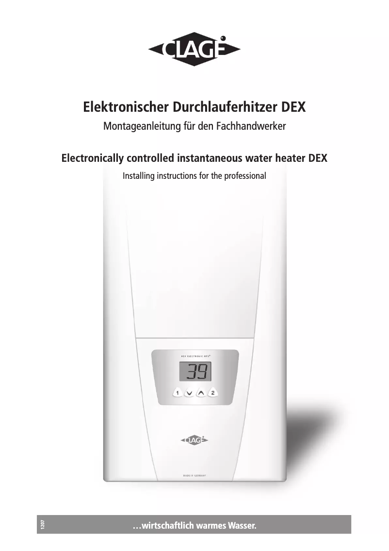 Page 1 de la notice Manuel utilisateur Clage DEX