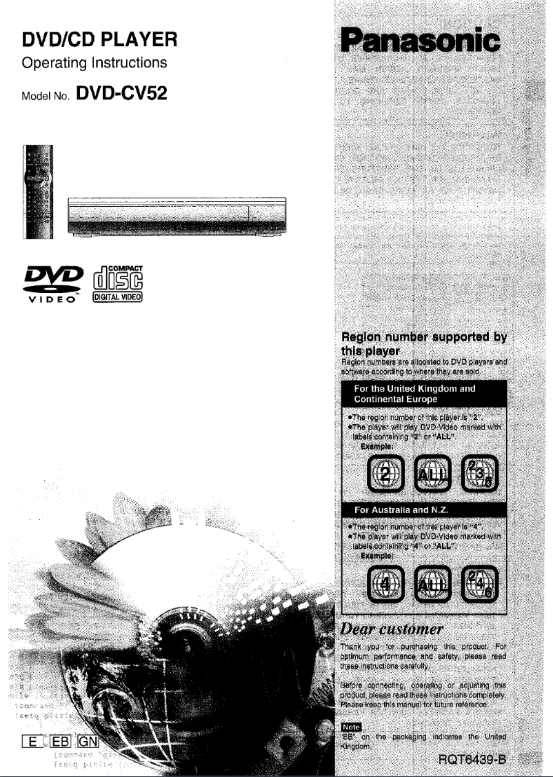 Page 1 de la notice Manuel utilisateur Panasonic DVD-CV52
