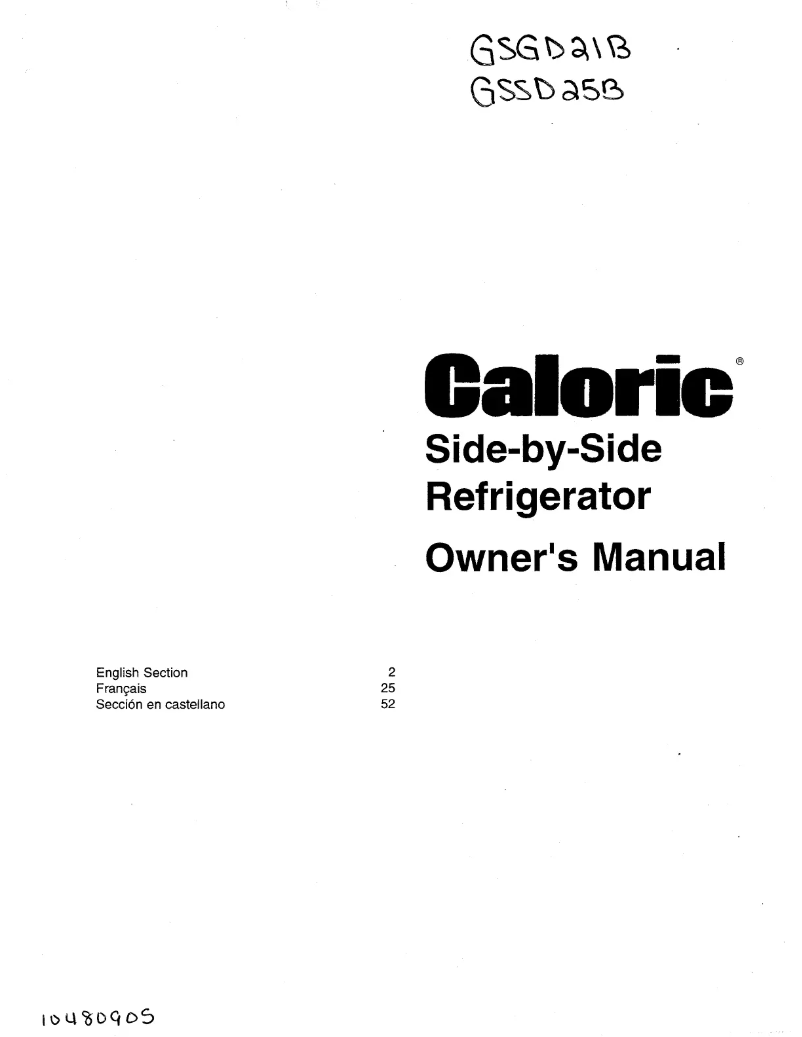 Page n°1 - Manuel utilisateur Caloric GSSD25BW