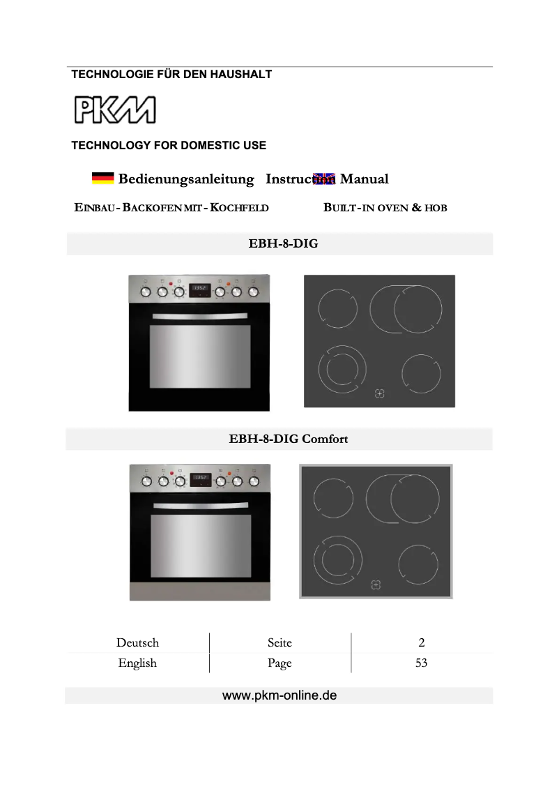 Page 1 de la notice Manuel utilisateur PKM EBH-8-DIG