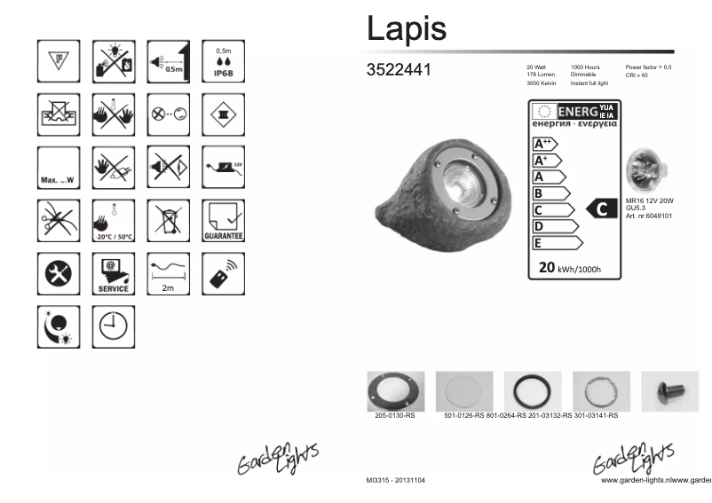 Page n°1 - Manuel utilisateur Garden Lights Lapis