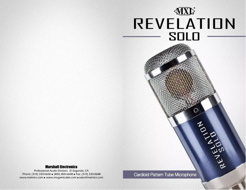 Page n°1 - Manuel utilisateur MXL Revelation Solo