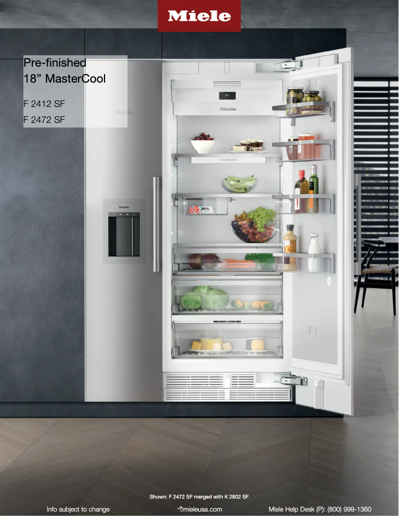 Page 1 de la notice Fiche technique Miele F 2412 SF