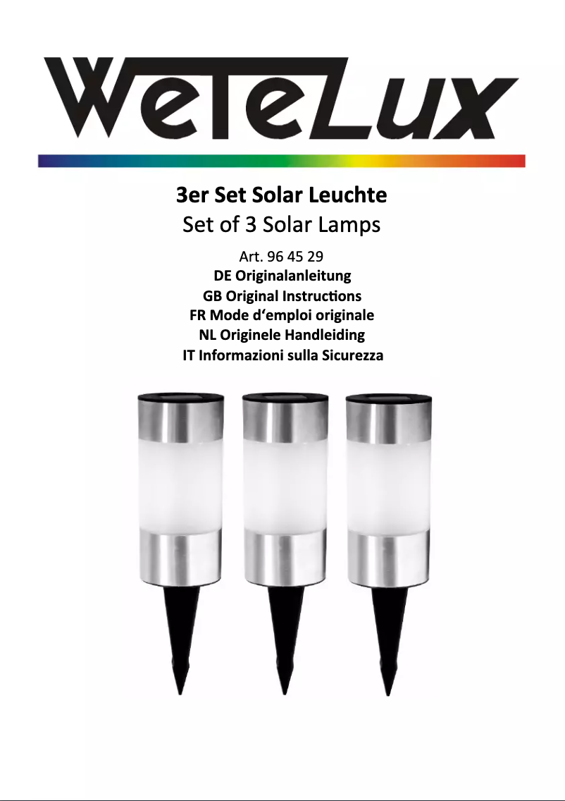 Page n°1 - Manuel utilisateur Wetelux 964529