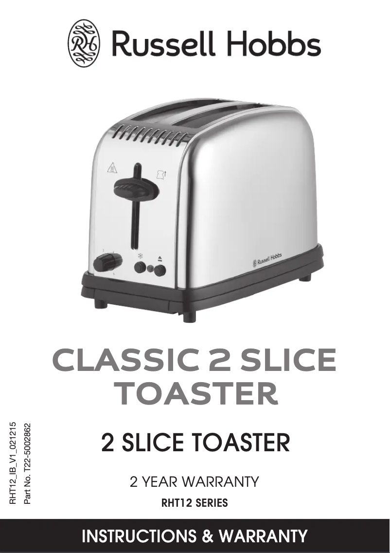 Page n°1 - Manuel utilisateur Russell Hobbs Classic Slice RHT12