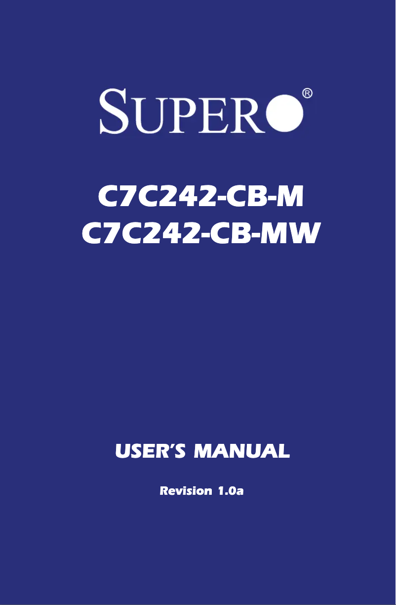 Page 1 de la notice Manuel utilisateur Supermicro C7C242-CB-MW