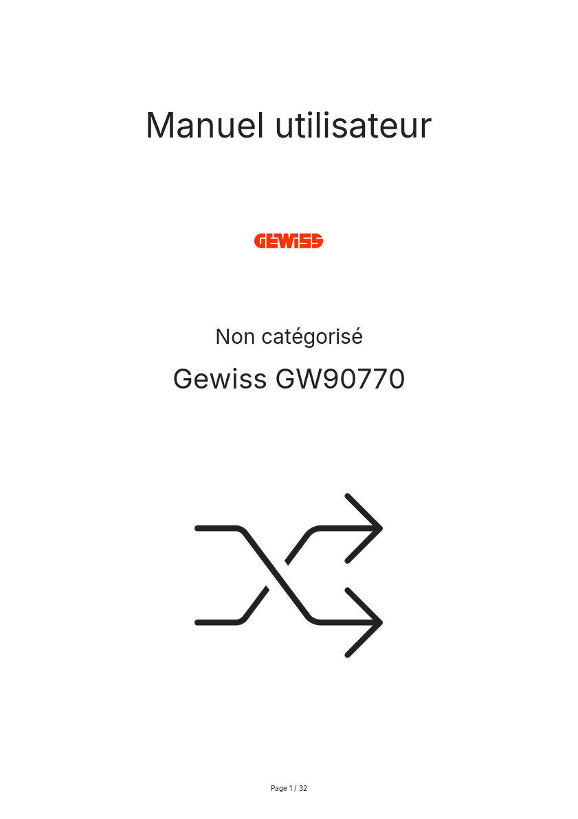 Page n°1 - Manuel utilisateur Gewiss GW90770