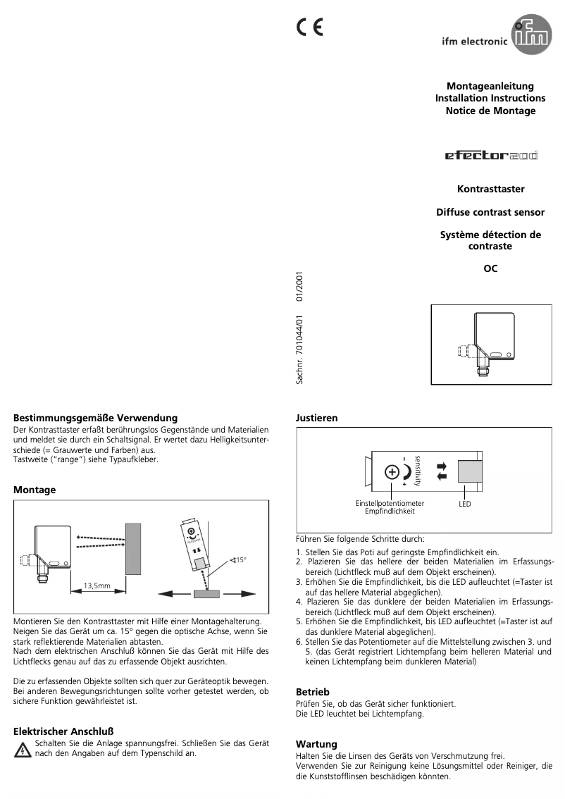Page 1 de la notice Manuel utilisateur IFM OC5220