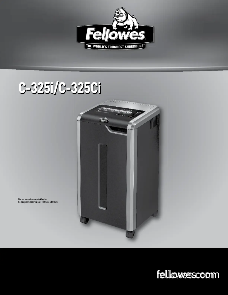 Page n°1 - Manuel utilisateur Fellowes IntelliShred C-325i