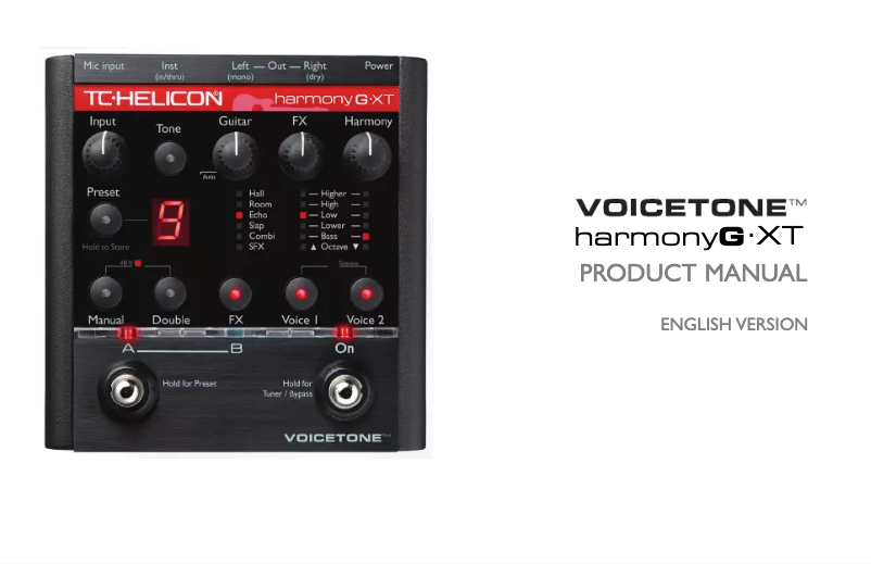 Page 1 de la notice Mode d'emploi TC Helicon VoiceTone Harmony G XT