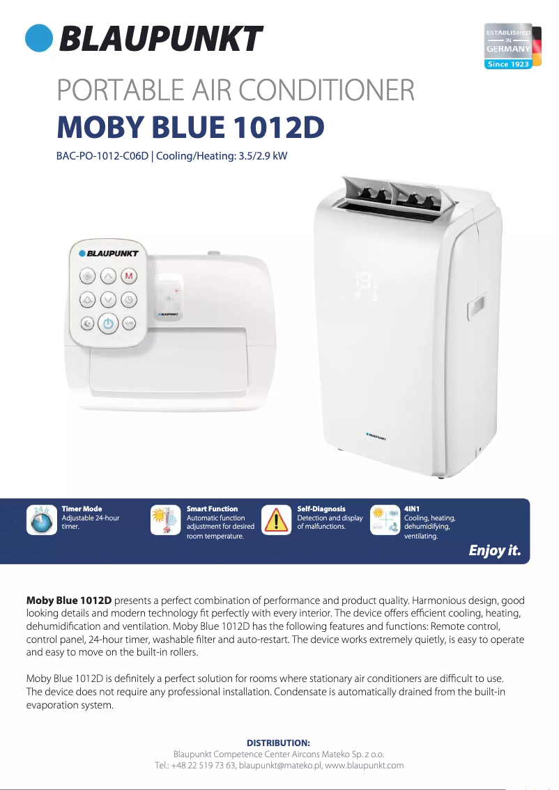 Page n°1 - Manuel utilisateur Blaupunkt Moby Blue 1012D