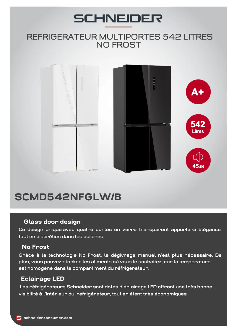 Page 1 de la notice Fiche technique Schneider SCMD542NFGLW