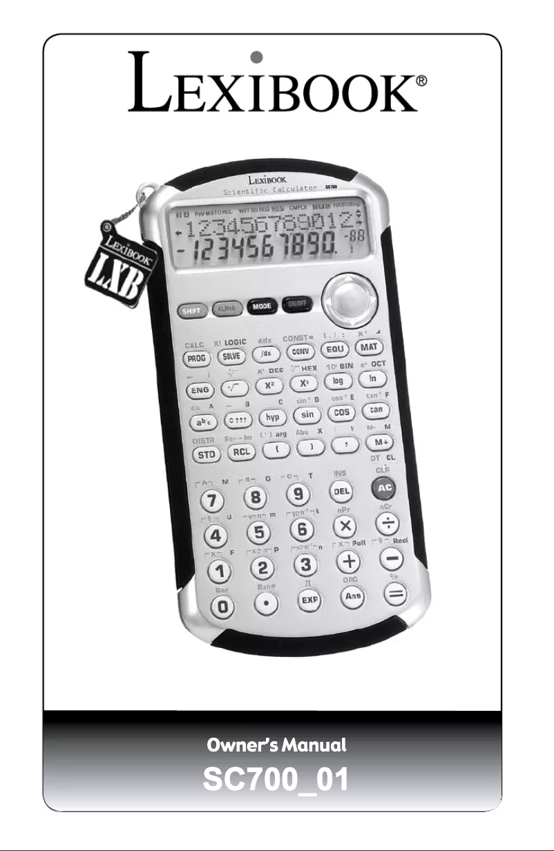 Page 1 de la notice Manuel utilisateur Lexibook SC700