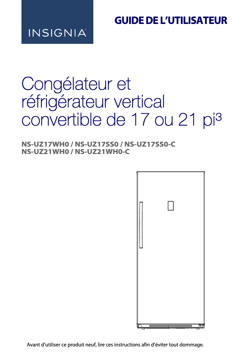 Page n°1 - Manuel utilisateur Insignia NS-UZ21WH0