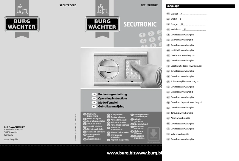 Página 1 del manual Manual de usuario Burg Wächter Home-Safe H 210 E