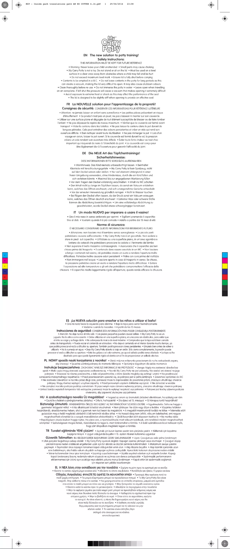 Image de la première page du manuel de l'appareil My Carry Potty