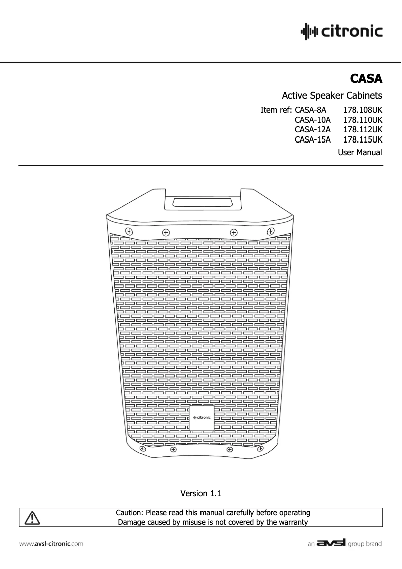 Page 1 de la notice Manuel utilisateur Citronic CASA-12A