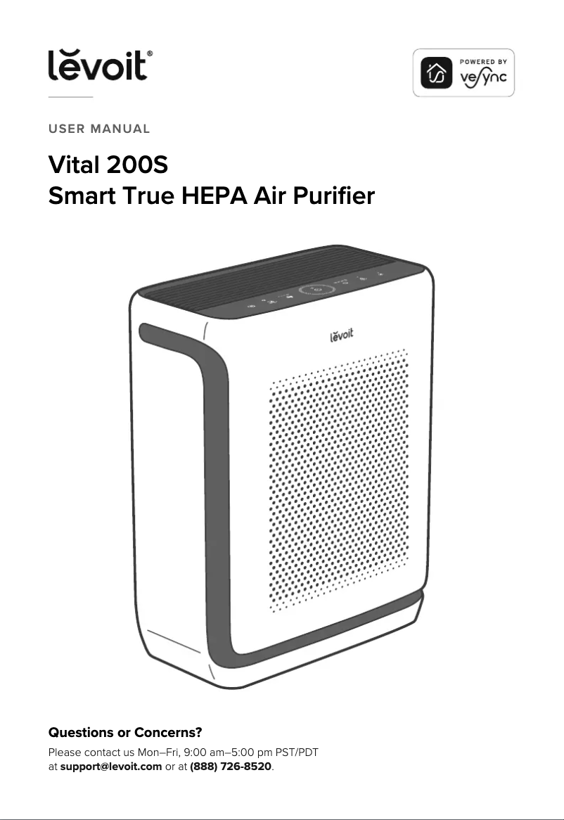 Page 1 de la notice Manuel utilisateur Levoit Vital 200S