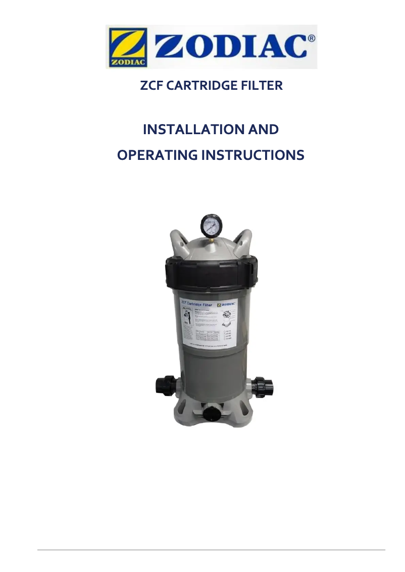 Page 1 de la notice Manuel utilisateur Zodiac ZCF75