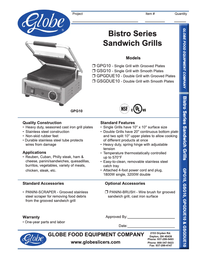 Page 1 de la notice Manuel d'utilisation et d'entretien Globe GPGDUE10