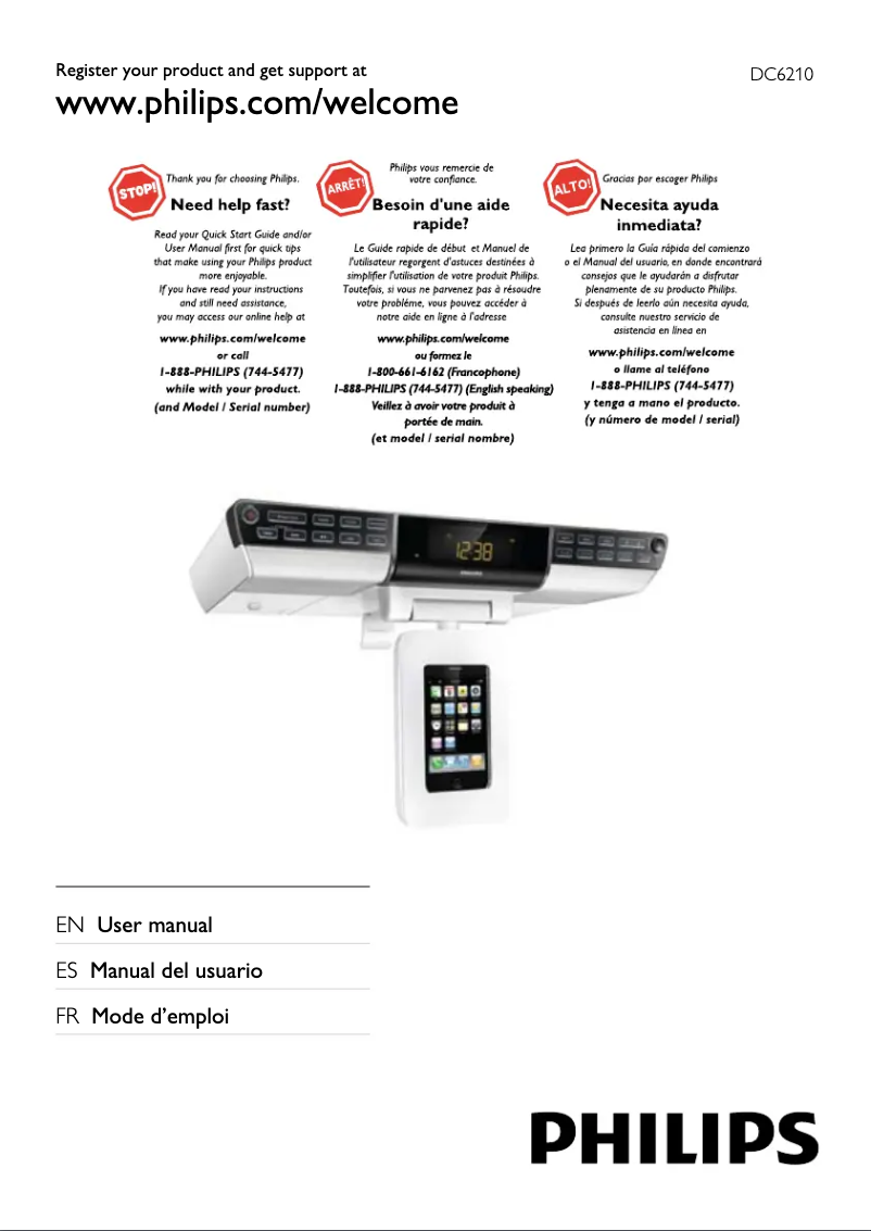 Page 1 de la notice Manuel utilisateur Philips DC6210