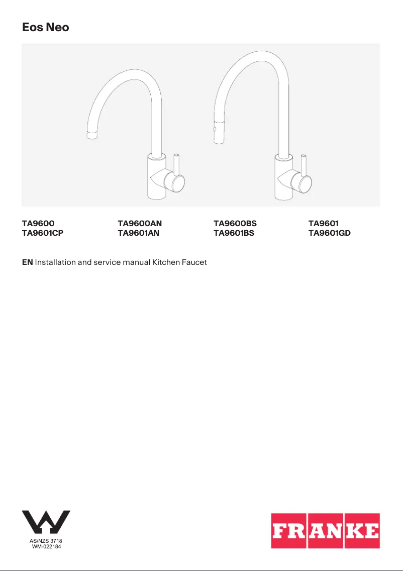 Page 1 of the manual User Manual Franke Eos Neo TA9601AN