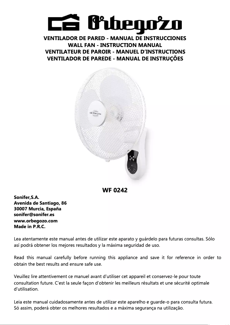 Image de la première page du manuel de l'appareil WF 0242