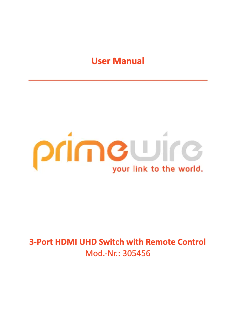 Page 1 de la notice Manuel utilisateur Primewire 305456